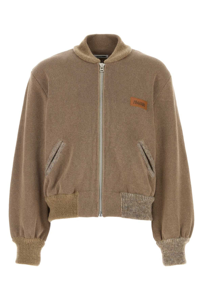 Biscuit Cotton Blend Bomber Jacket 88_sand Giubbini