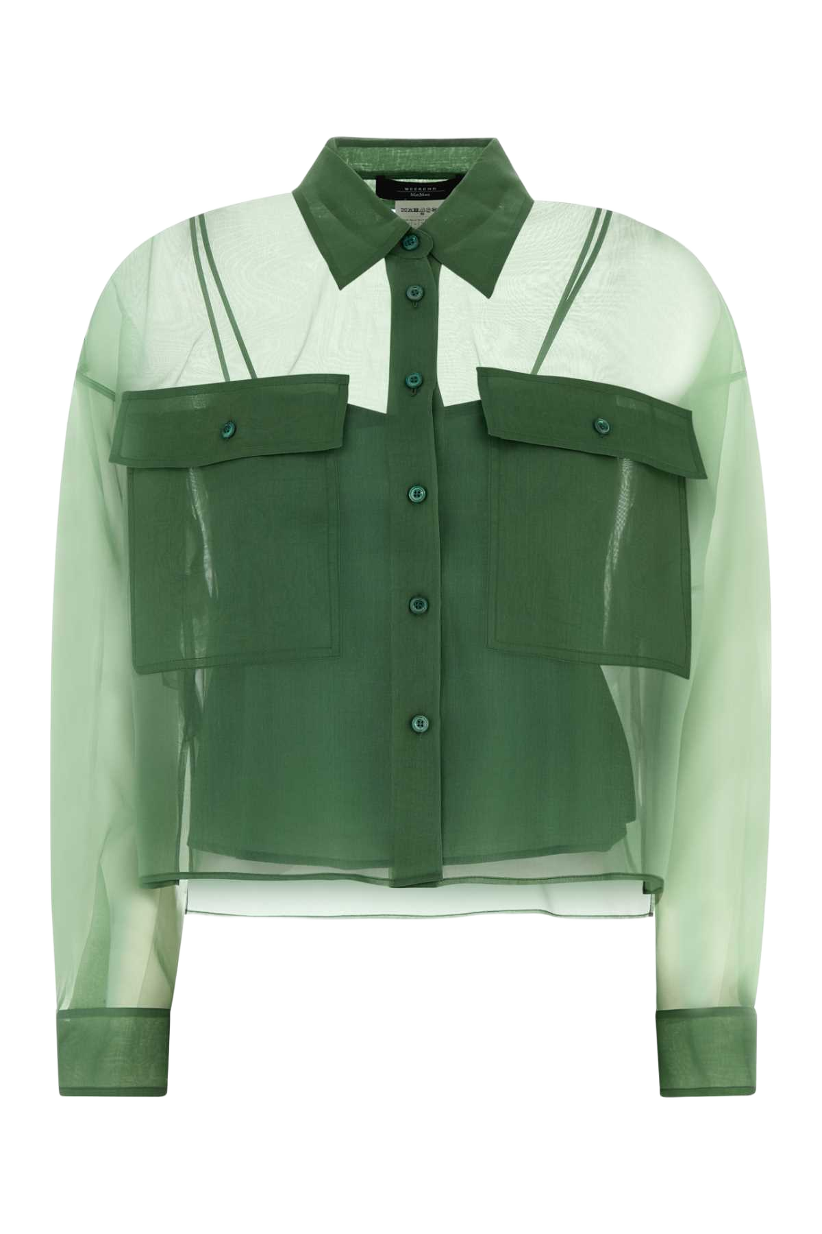 Grass Green Organdy Colomba Shirt Aloe Exterior: Silk Lining: Cotton Camicie