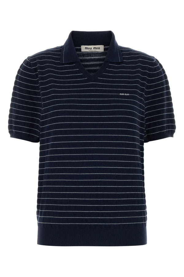 Miu Miu 100% Cotton polo shirt in navy