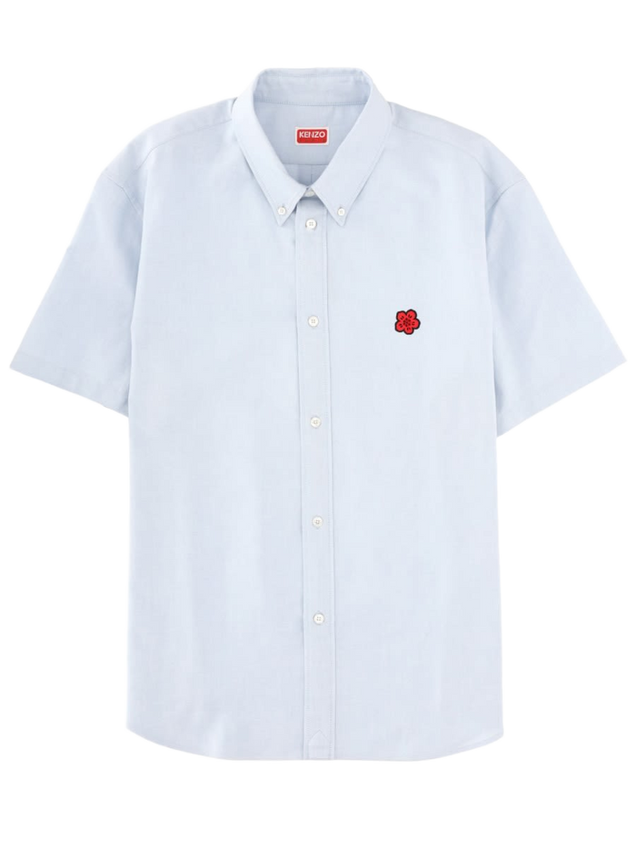 Shirt With Logo Azure Cotton