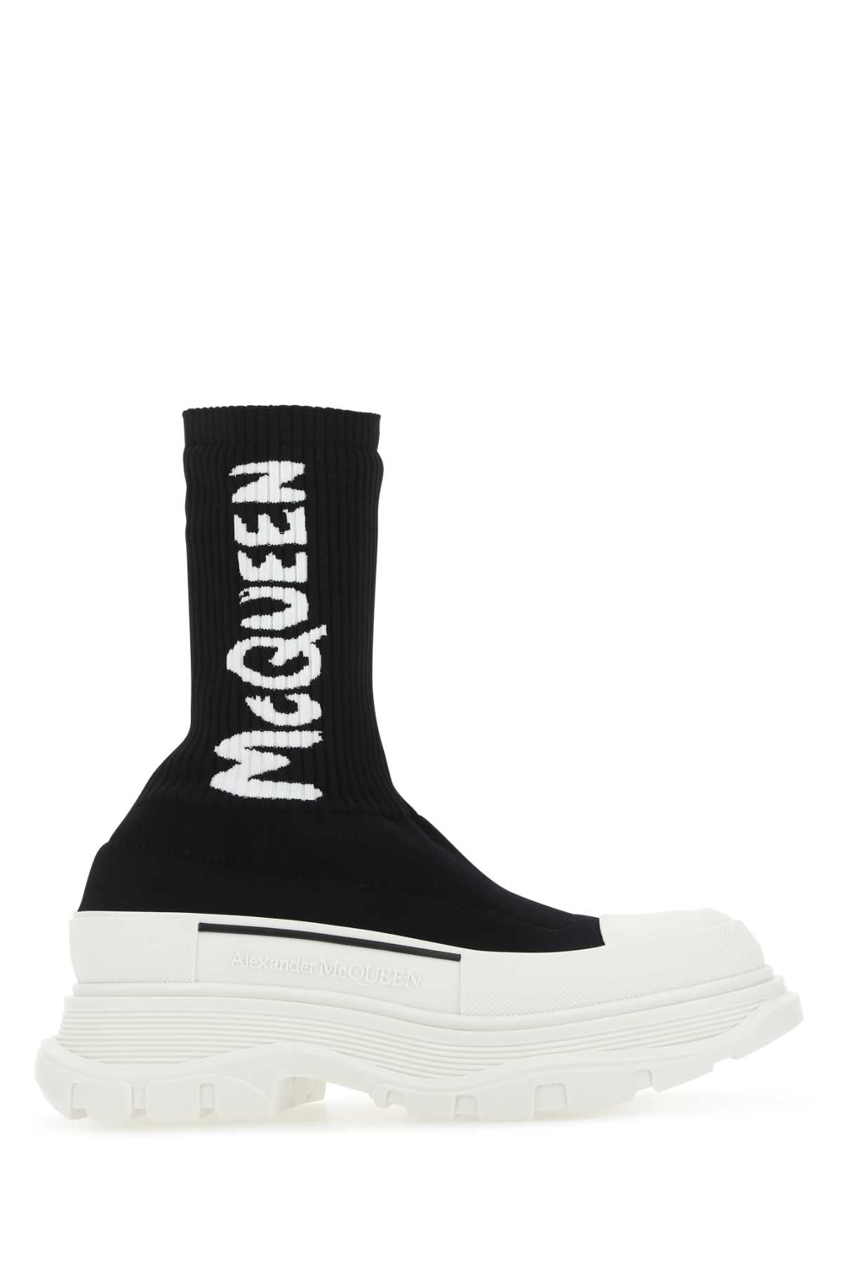 Black Stretch Nylon Tread Slick Sneakers 1041