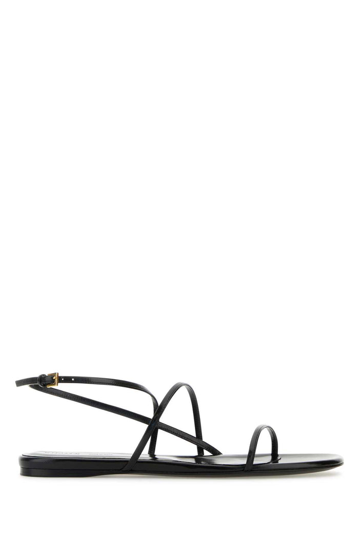 Black Leather Loop Sandals Sandali