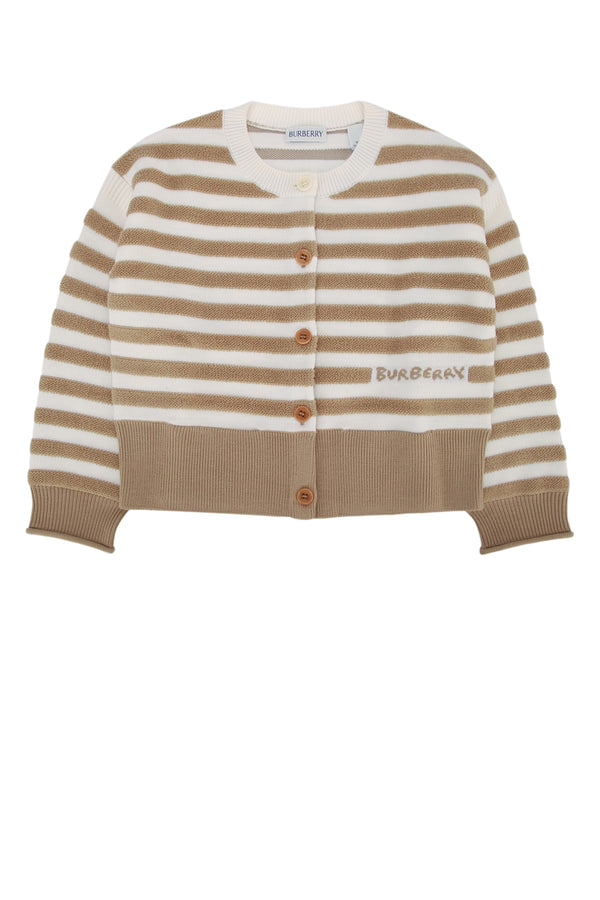 Burberry Jr Natty 100% Merino Wool cardigan in beige