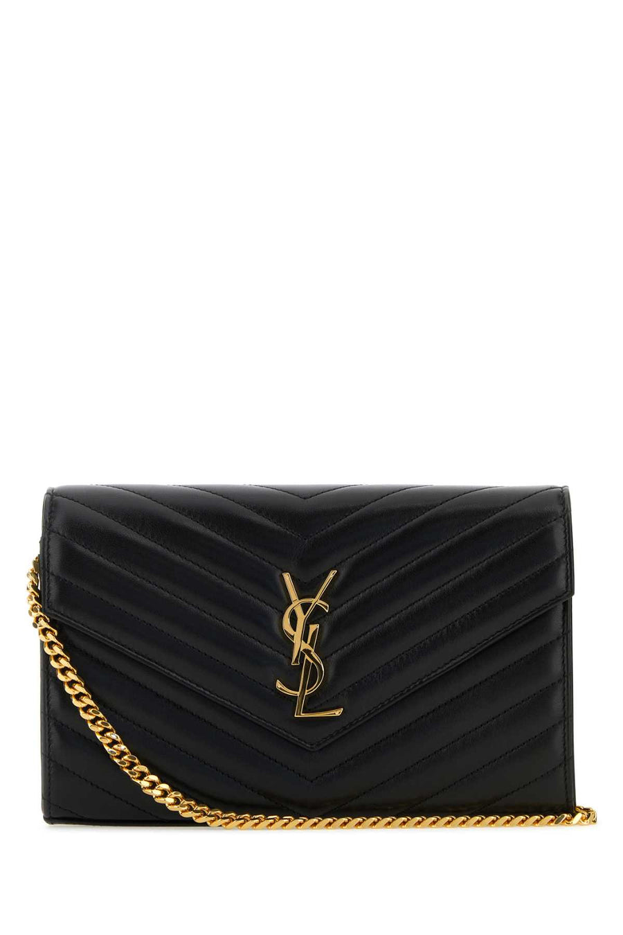 Black Leather Cassandre Clutch Nero Portafogli