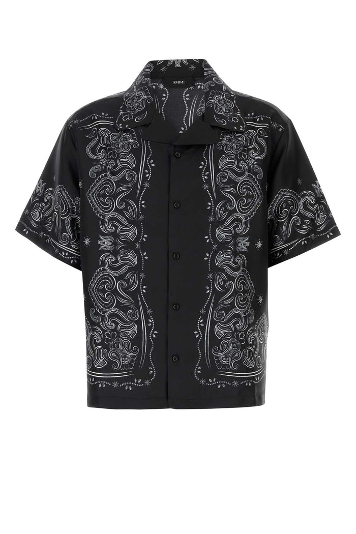 Printed Silk Shirt Black Exterior: Camicie