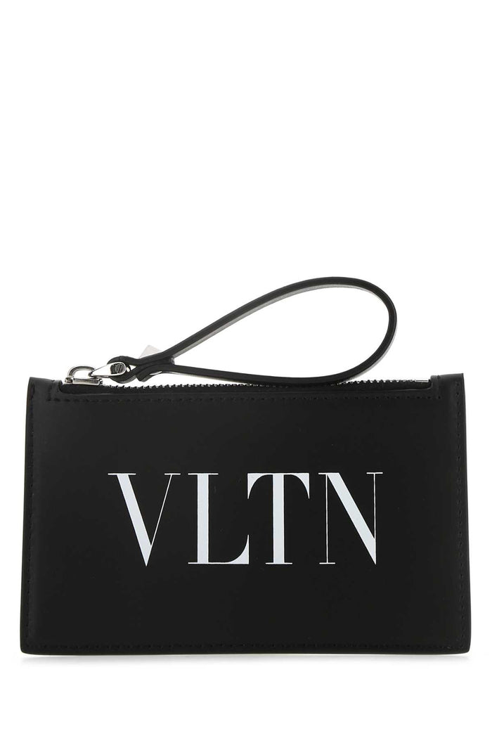 Black Leather Card Holder 0ni Portafogli