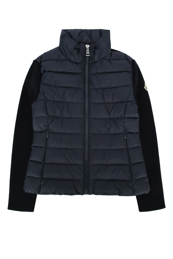 Moncler Jr COLLAR: 100% Polyamide/Nylon - OUTER FRONT: 100% Polyamide/Nylon - BASE FABRIC: 95% Virgin Wool + 5% Polyester down jacket in navy