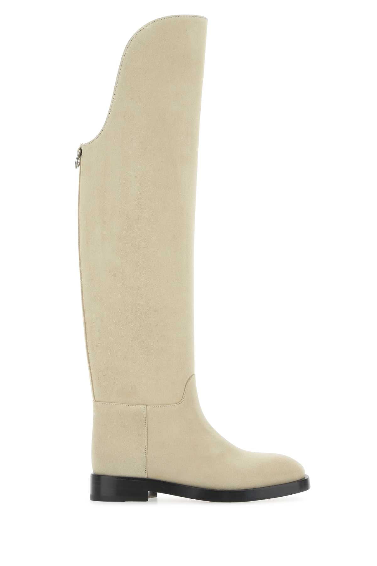 Sand Suede Equestrian Boots Beige Stivali