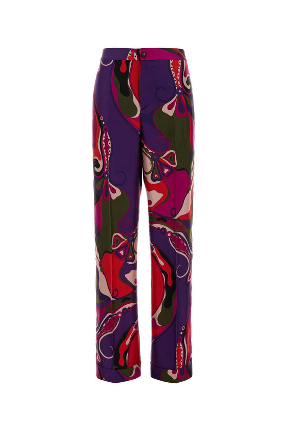 Printed Silk Pant Multicolor Exterior: Pantaloni
