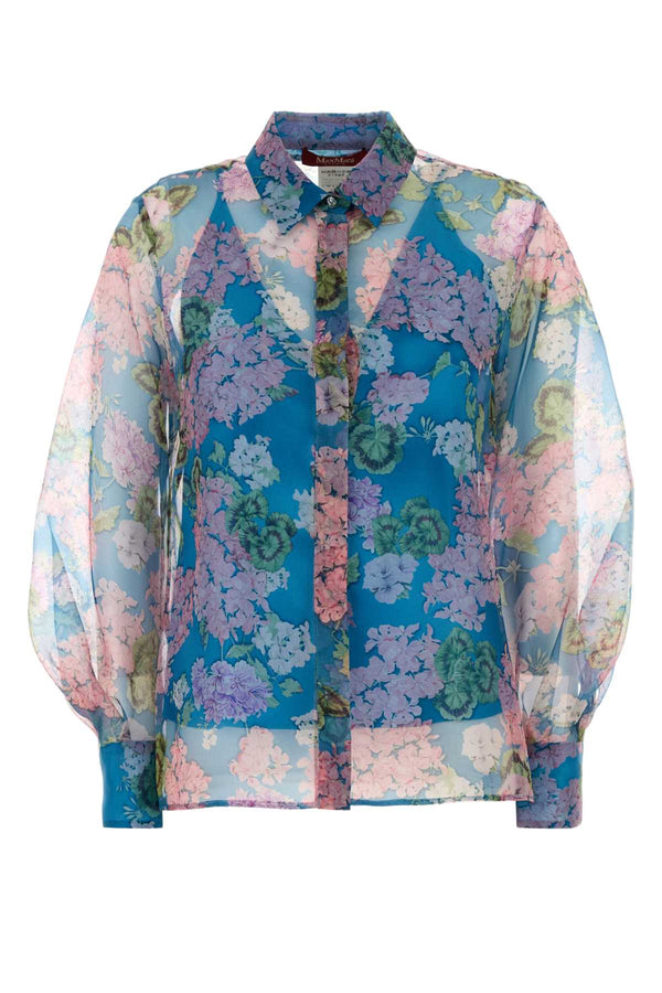 Mm Studio Exterior: 100% Silk; Lining: 85% Acetate shirt in blue
