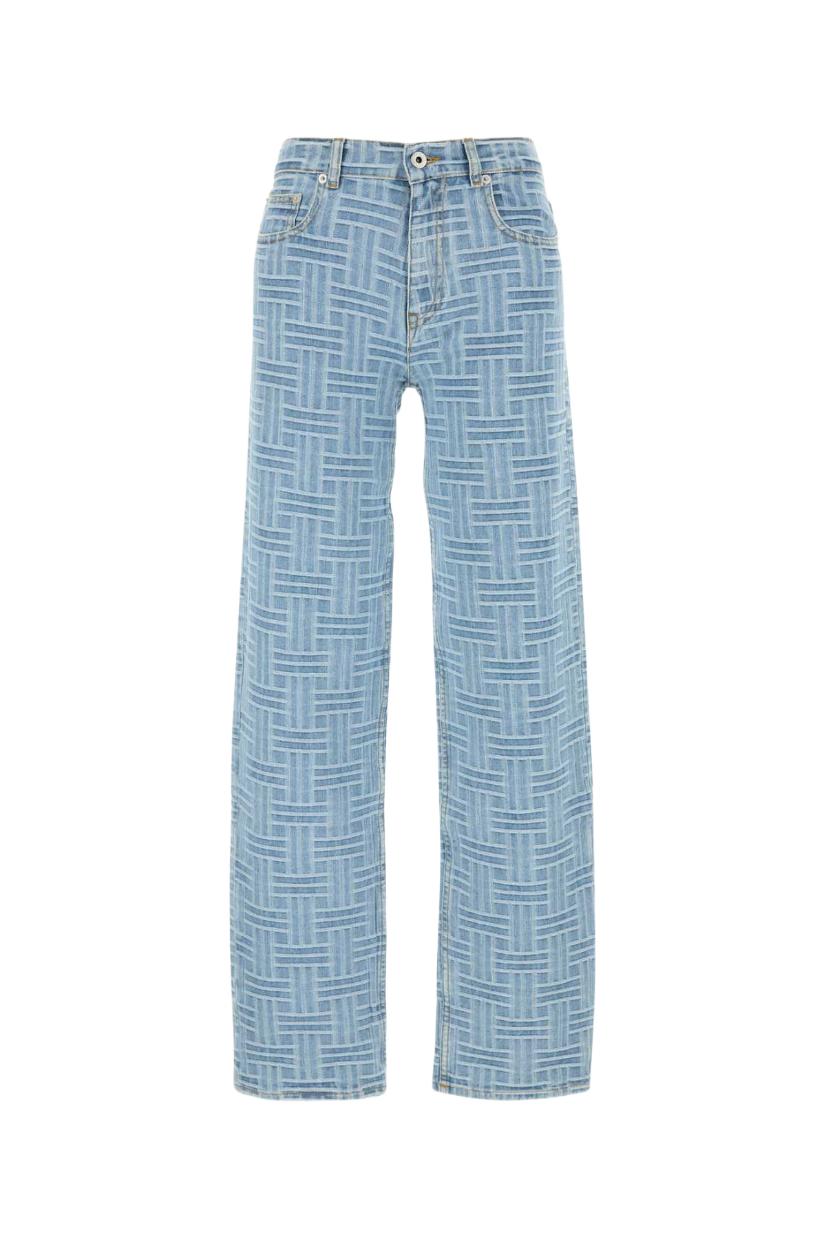 Embroidered Denim Jeans Bleachedbluedenim Exterior: Cotton