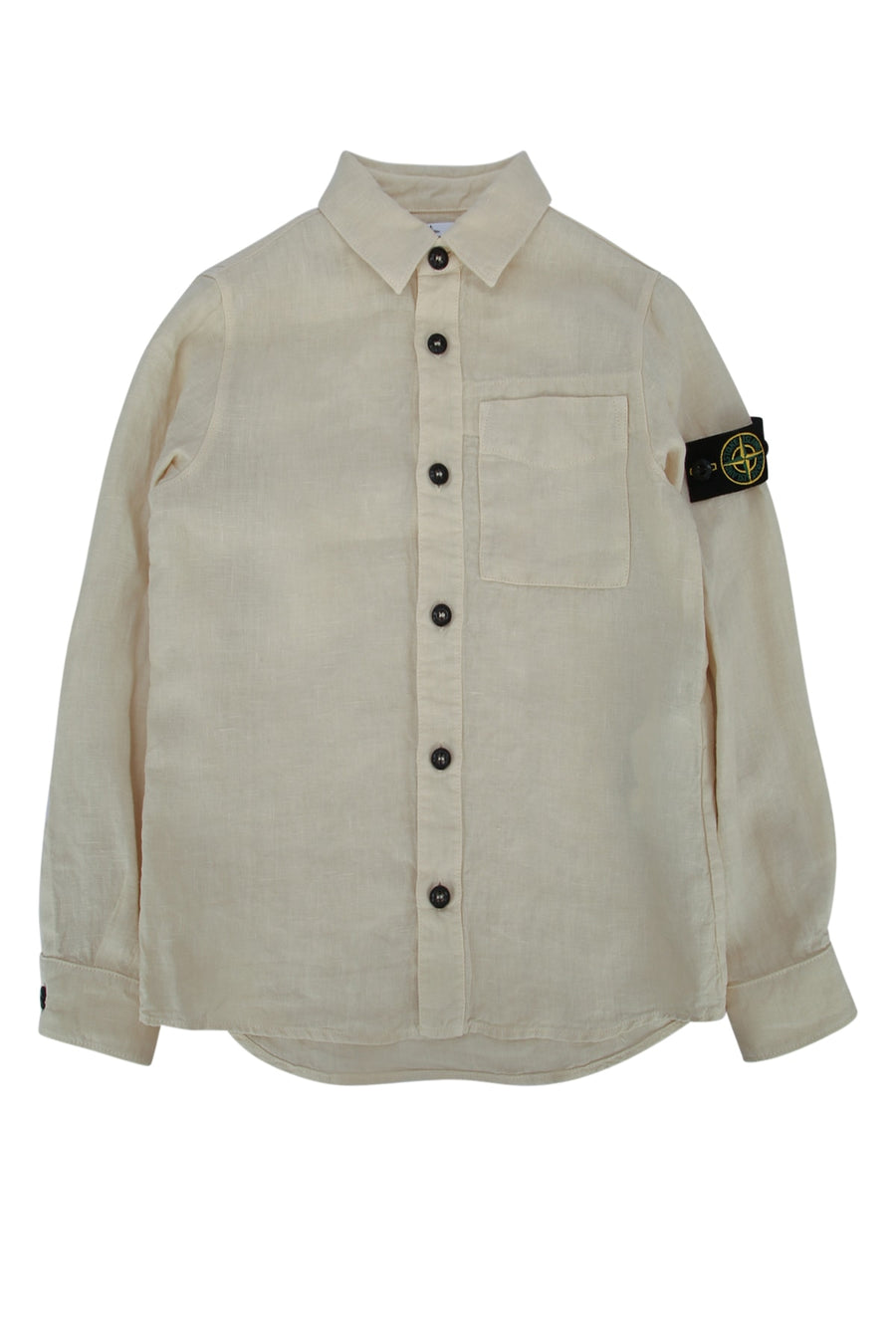 Stone Island Kids 100% Linen shirt in beige