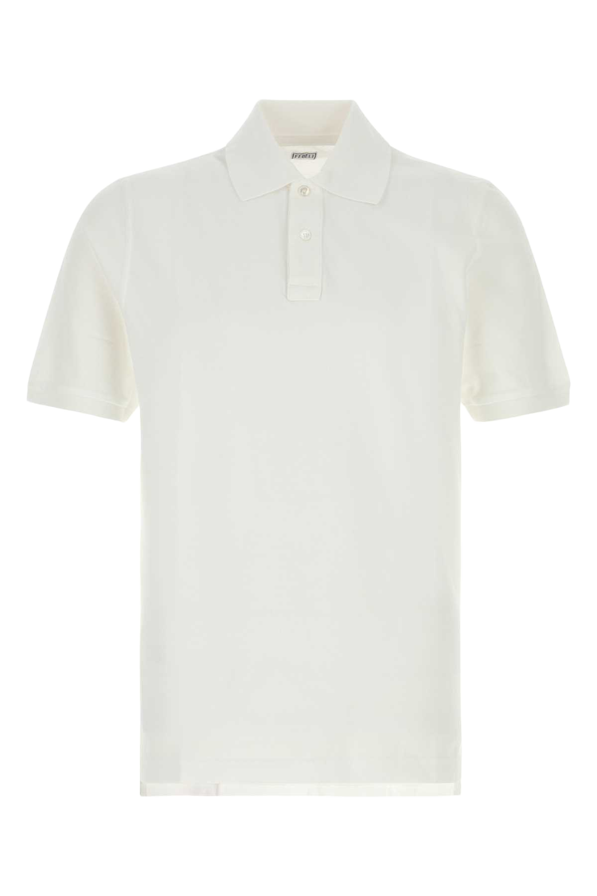 White Piquet Polo Shirt Bianco Exterior: Cotton
