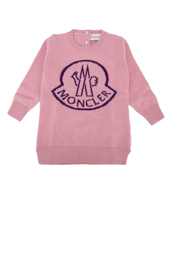 Moncler Jr 100% Wool dress in pink