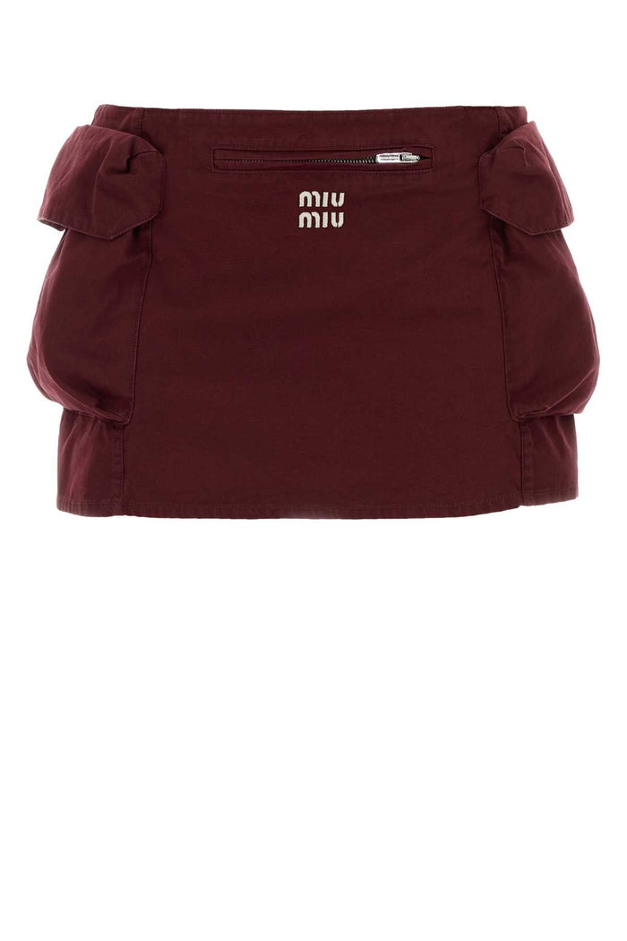 Burgundy Cotton Mini Skirt Amaranto Exterior: Gonne