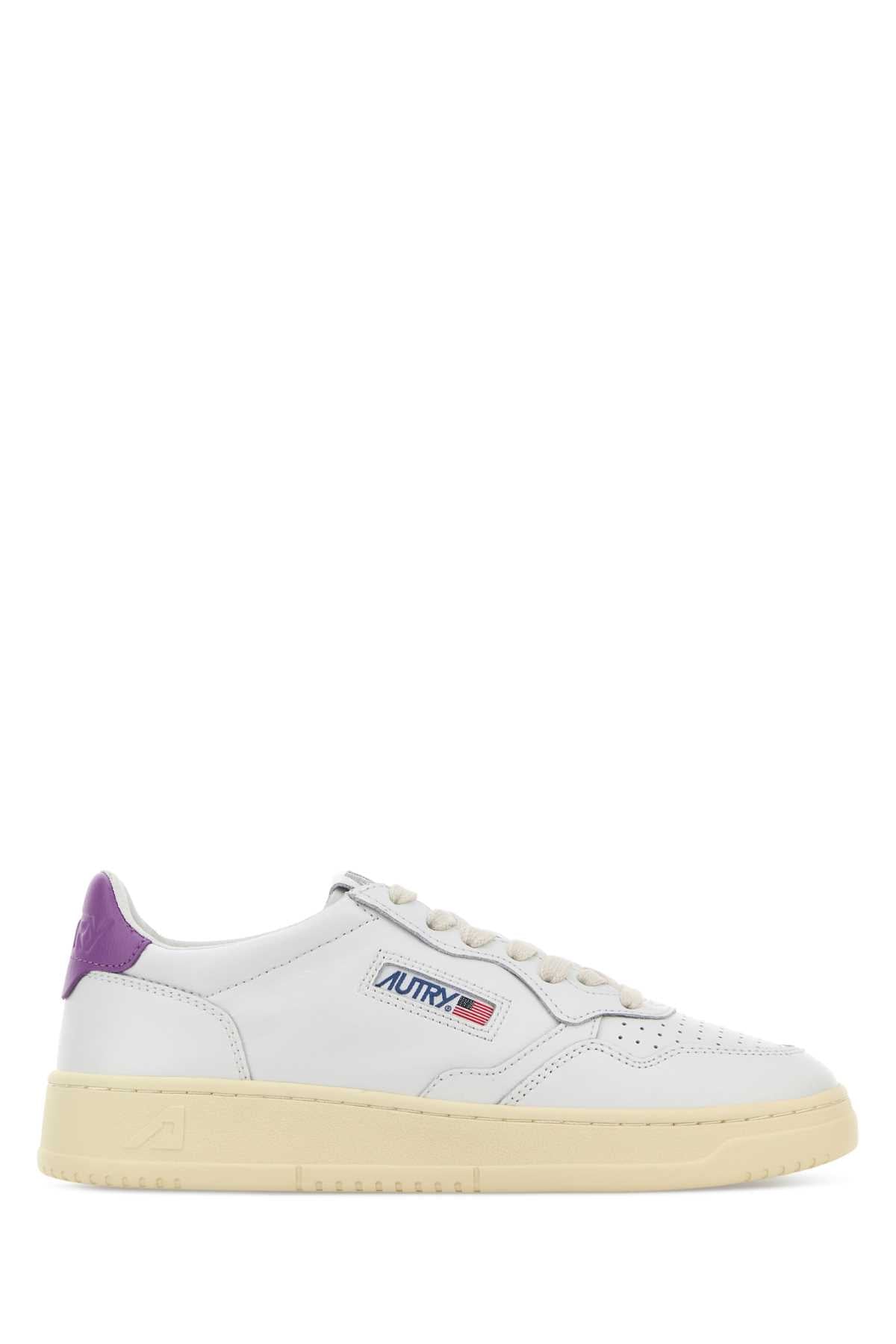 Leatleatwhtdberry Cow Leather Sneaker