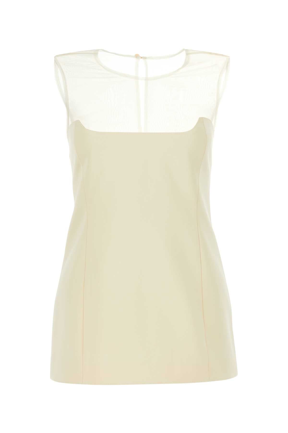 Ivory Cotton Blend Top Bone Maglie