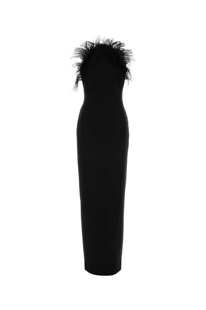 Black Stretch Cady Long Dress Abiti