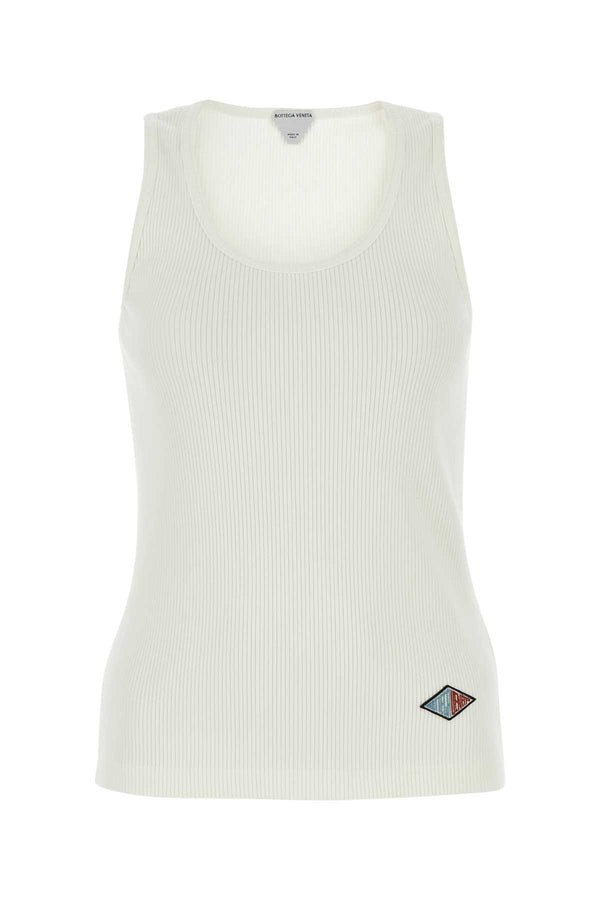 Bottega Veneta Logo 93% Cotton tank top in white