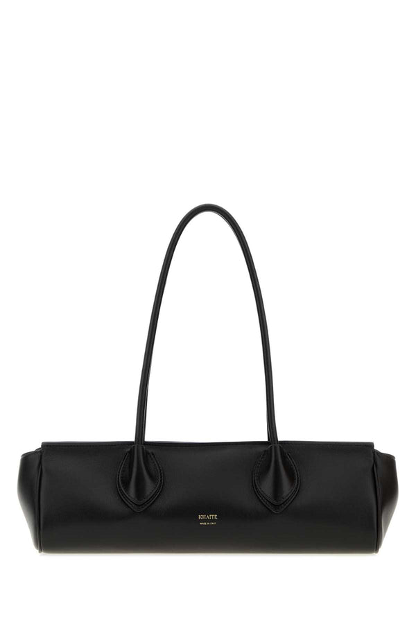 Khaite Soft Exterior: 100% Lamb; Lining: 100% Leather; Finishing: Golden metal shoulder bag in black