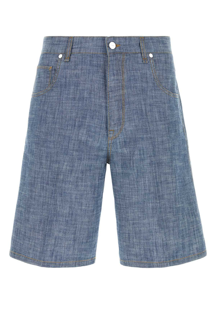 Light Blue Chambray Bermuda Shorts Exterior: Cotton Jean