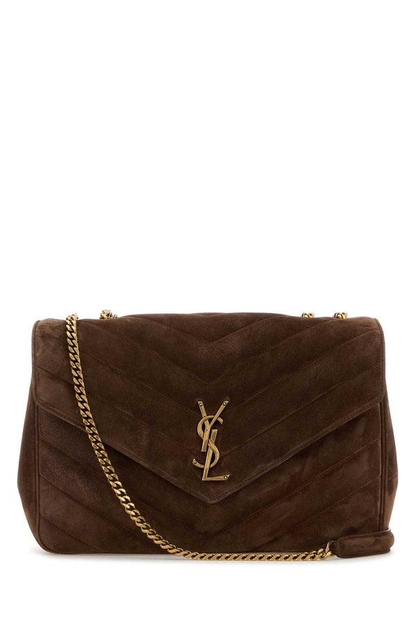 Saint Laurent Loulou Exterior: 100% Calf Lining: 100% Fabric Finishing: Antiqued golden metal shoulder bag in brown