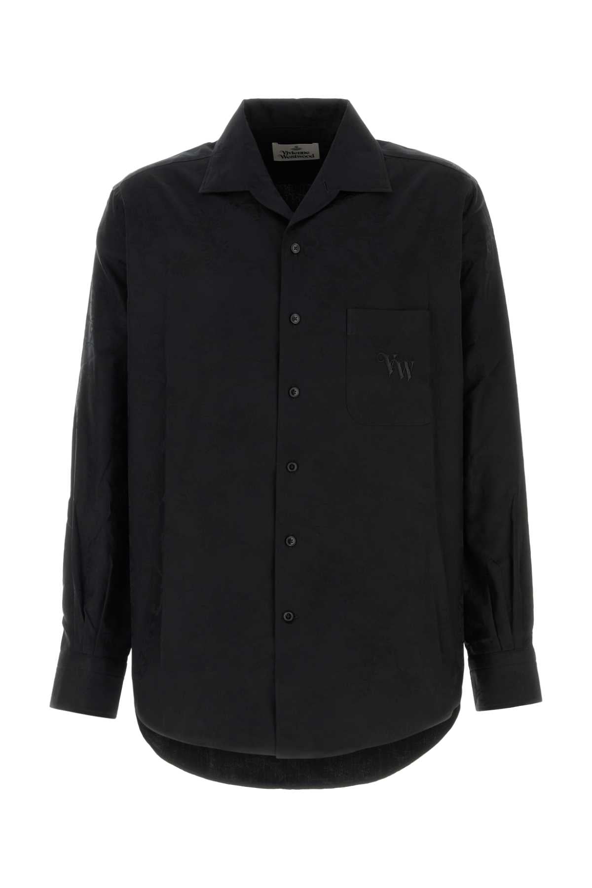 Black Cotton Shirt Flowersblack Exterior: Camicie