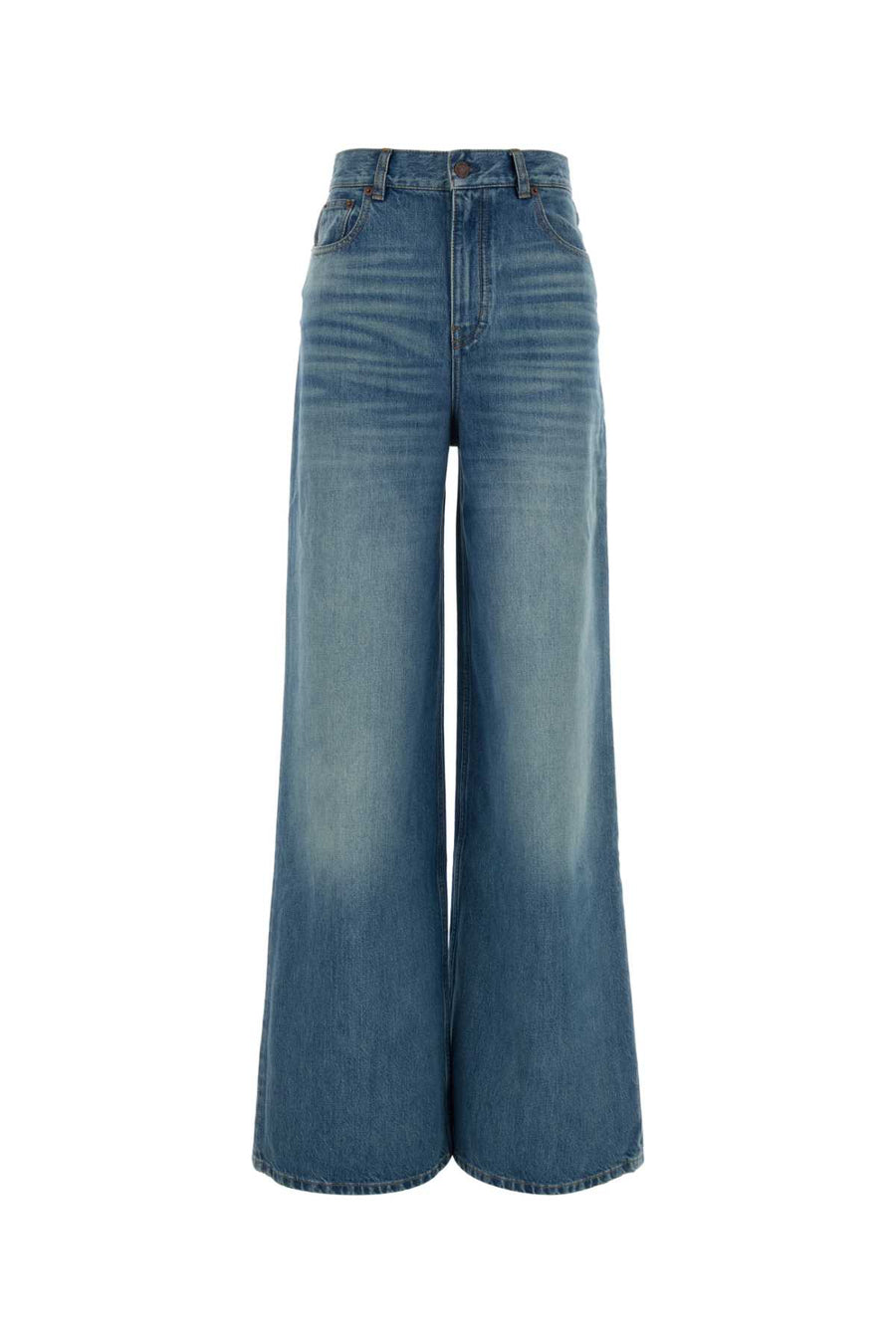 Chloé Outer shell: 100% cotton. Patch: 100% genuine leather calf (domestic Bos Taurus jeans in blue