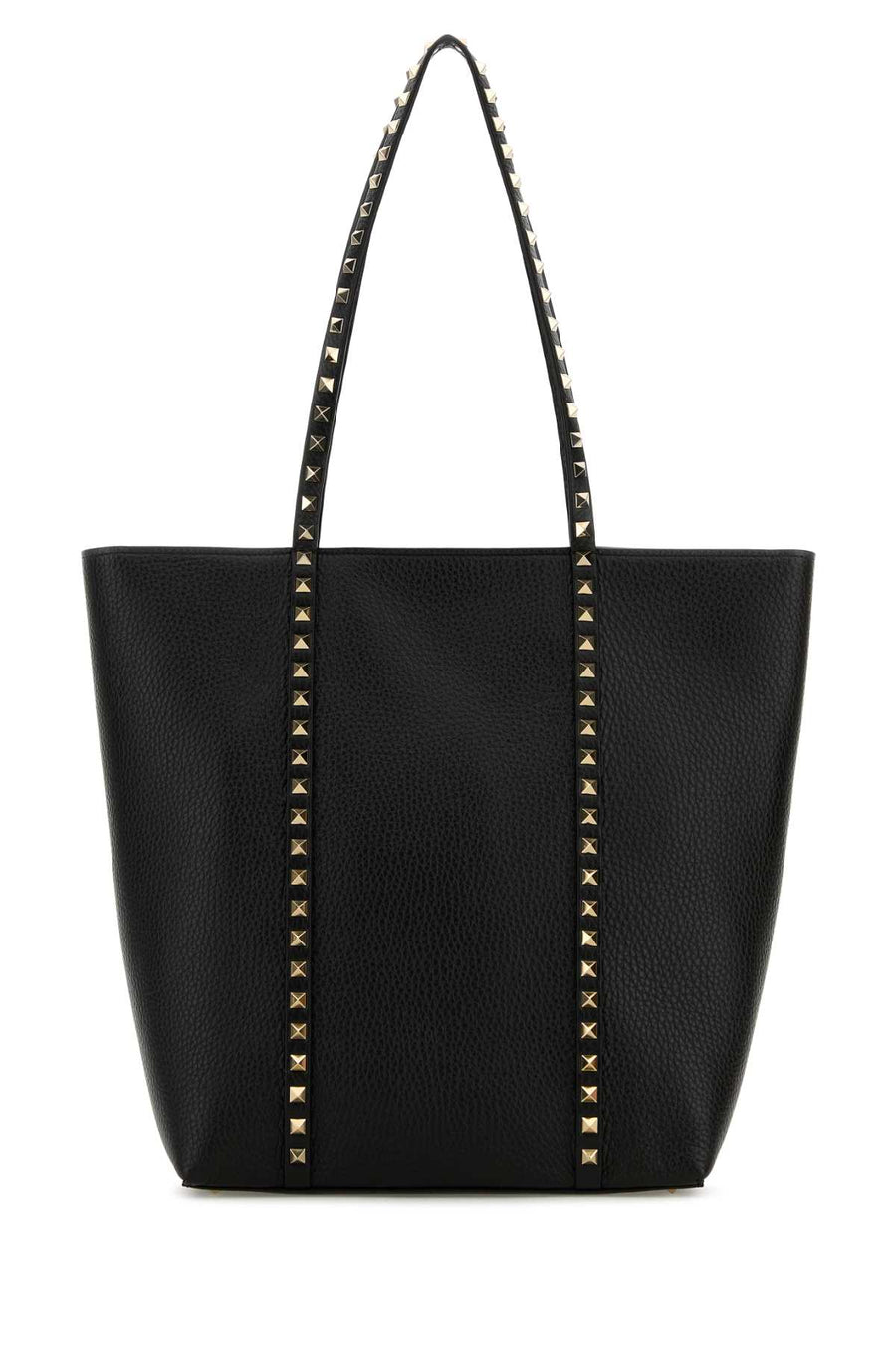 Black Leather Rockstud Shopping Bag Nero Borse A Mano