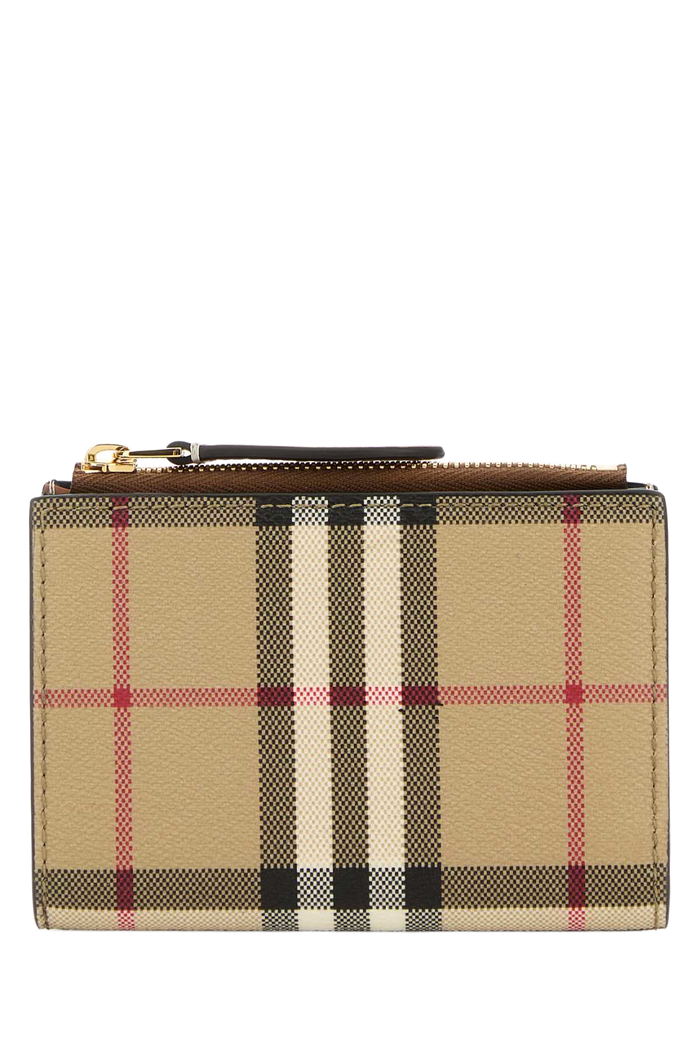 Printed Canvas Wallet Vntgchkbriarbrown Polyurethane Polyester Cotton Portafogli