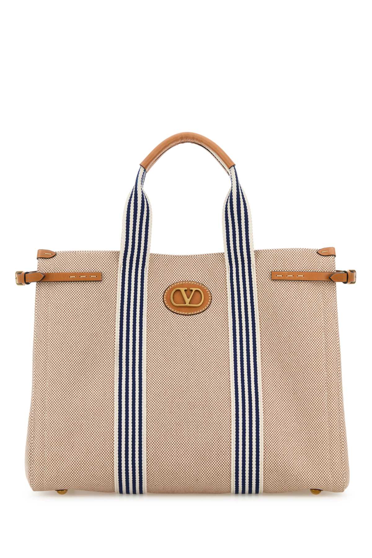 Two-Tone Canvas Antibes Shopping Bag Naturaletobaccobiancobluenaturalcam Borse A Mano