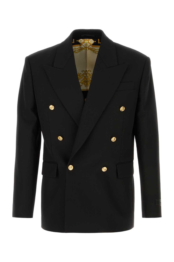 Versace Exterior: 100% Virgin wool; Lining: 100% Cupro blazer in black