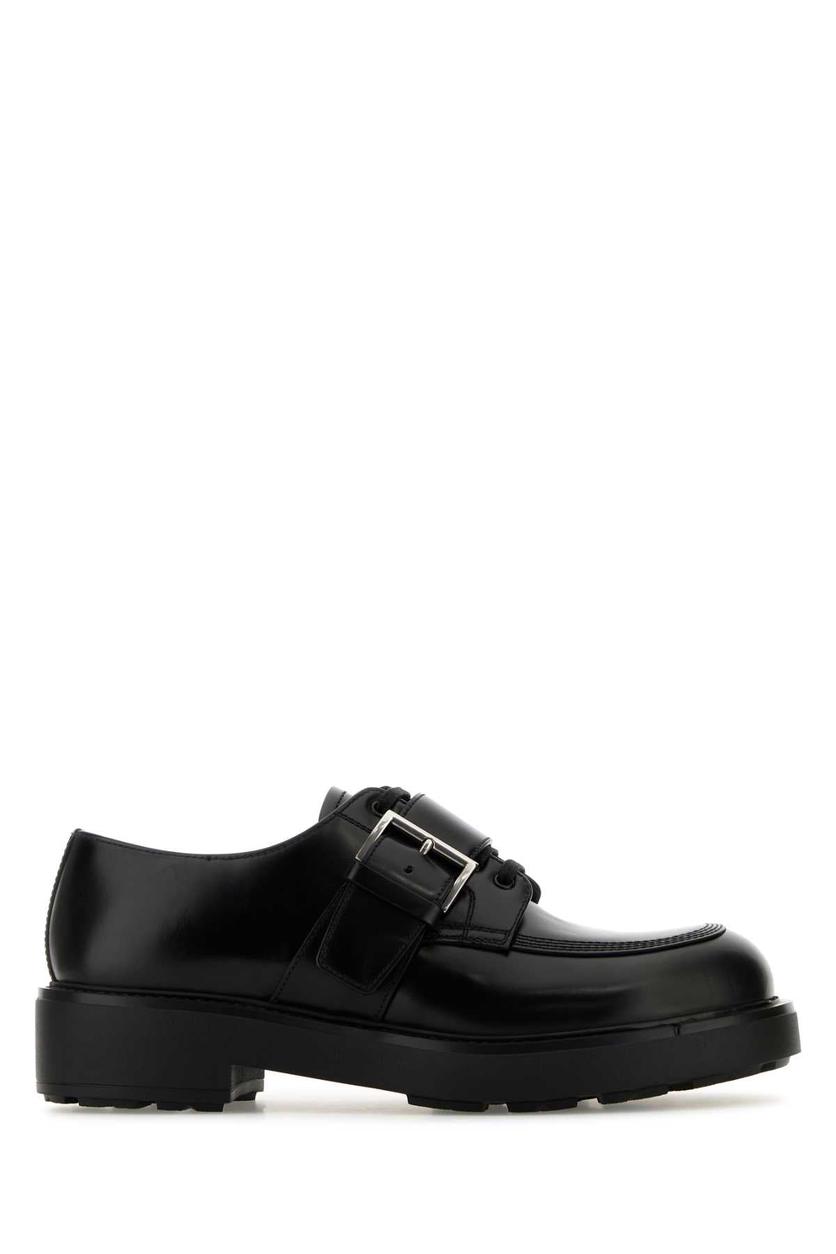 Black Leather Lace-Up Shoes Nero Vitello Scarpe Stringate