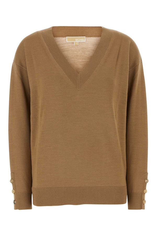Michael By Michael Kors Butn 100% Merino wool sweater in camel