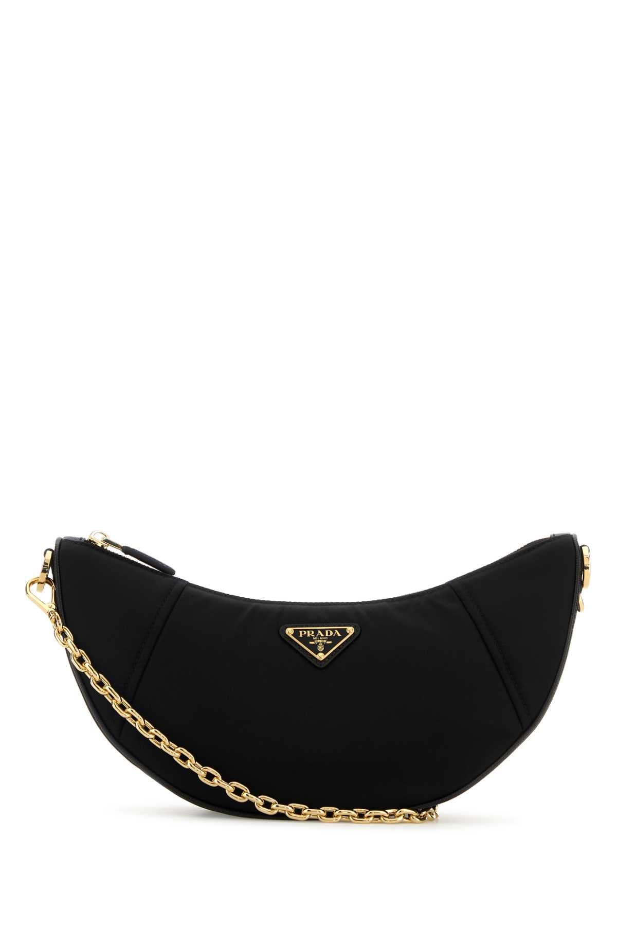 Black Re-Nylon Prada Demi-Lune Shoulder Bag Nero Poliammidericiclata-vitello Borse A Tracolla