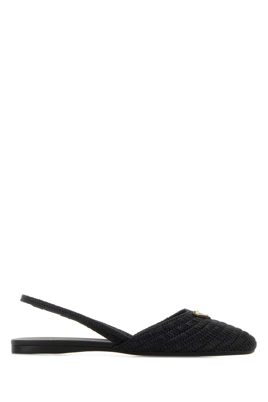 Prada Exterior: 100% Raffia; Interior: 100% Raffia ballerina flat in black