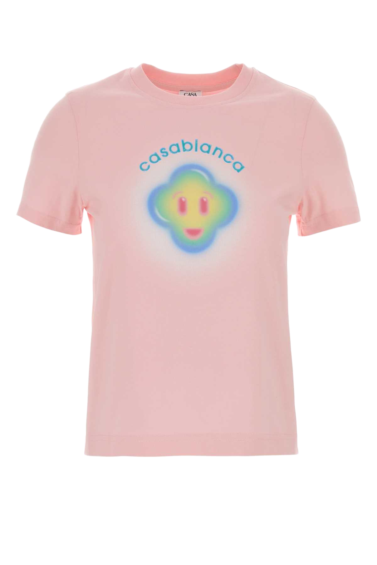 Red Cotton T-Shirt Airbrushsmiley Exterior: Organic