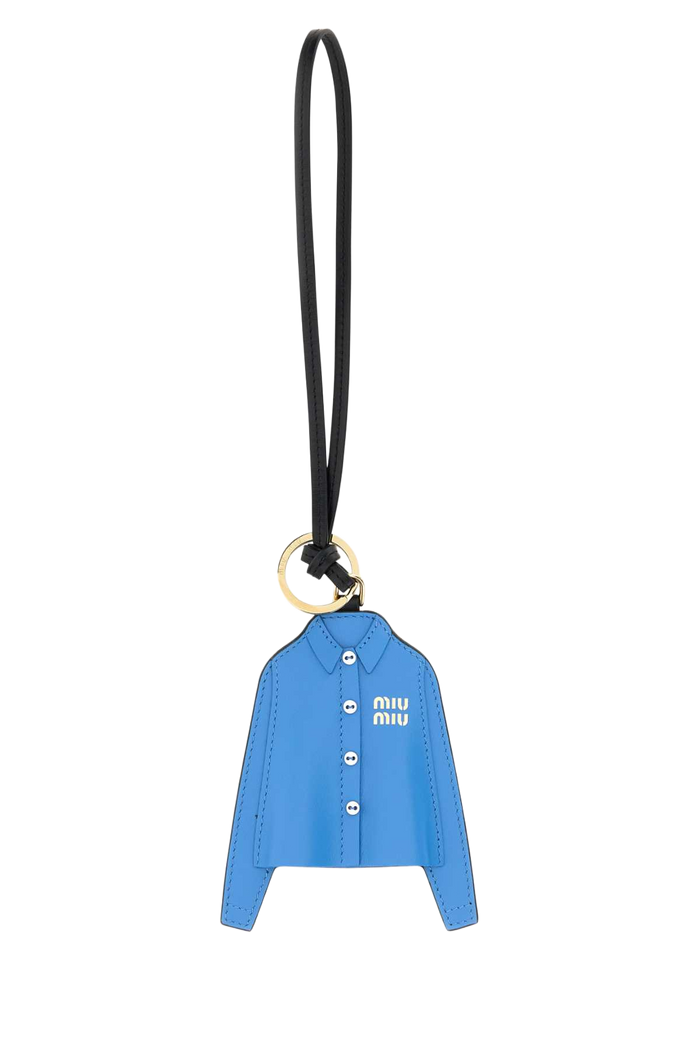 Cerulean Blue Leather Keyring Pervinca Vitello Portachiavi