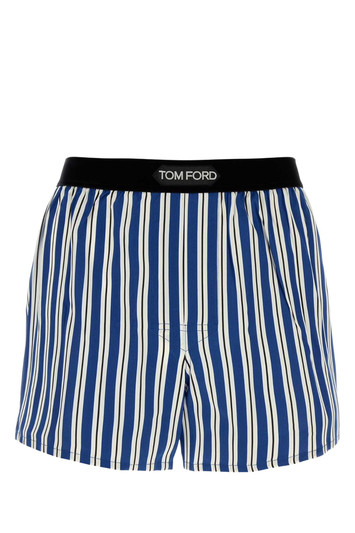 Printed Stretch Satin Boxer Bluewhite Se Ea Intimo