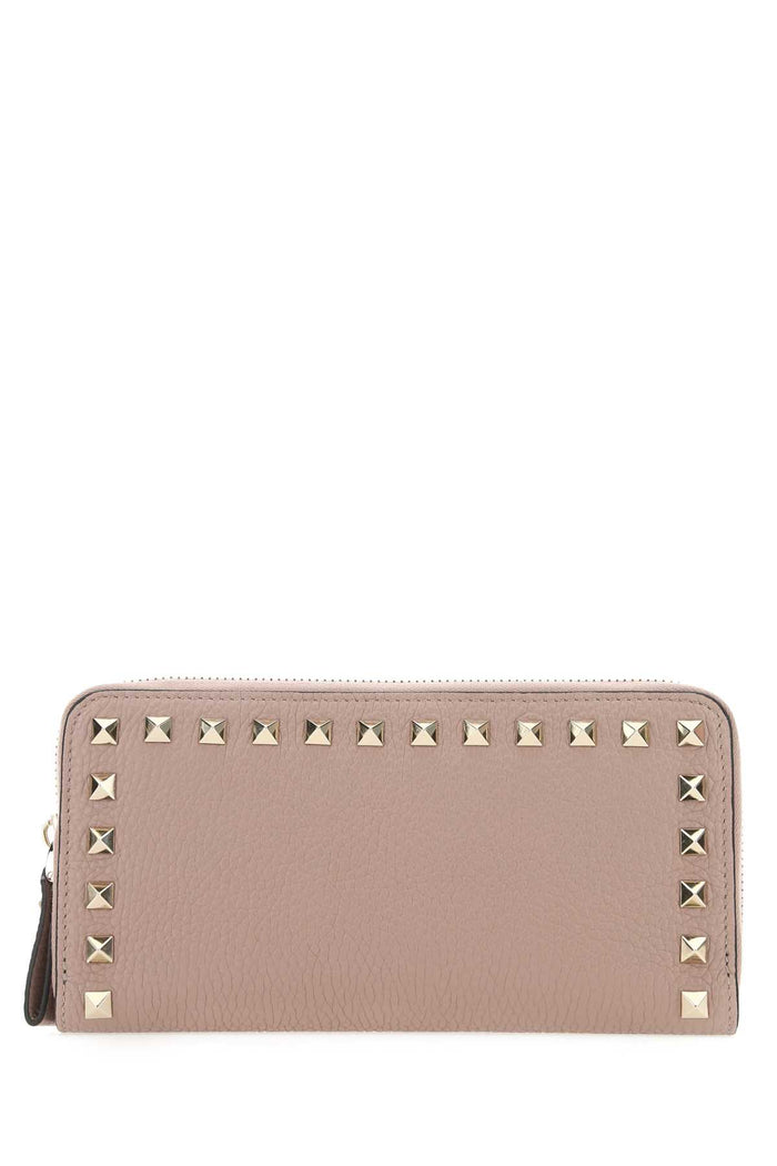 Antiqued Pink Leather Rockstud Wallet P45 Portafogli
