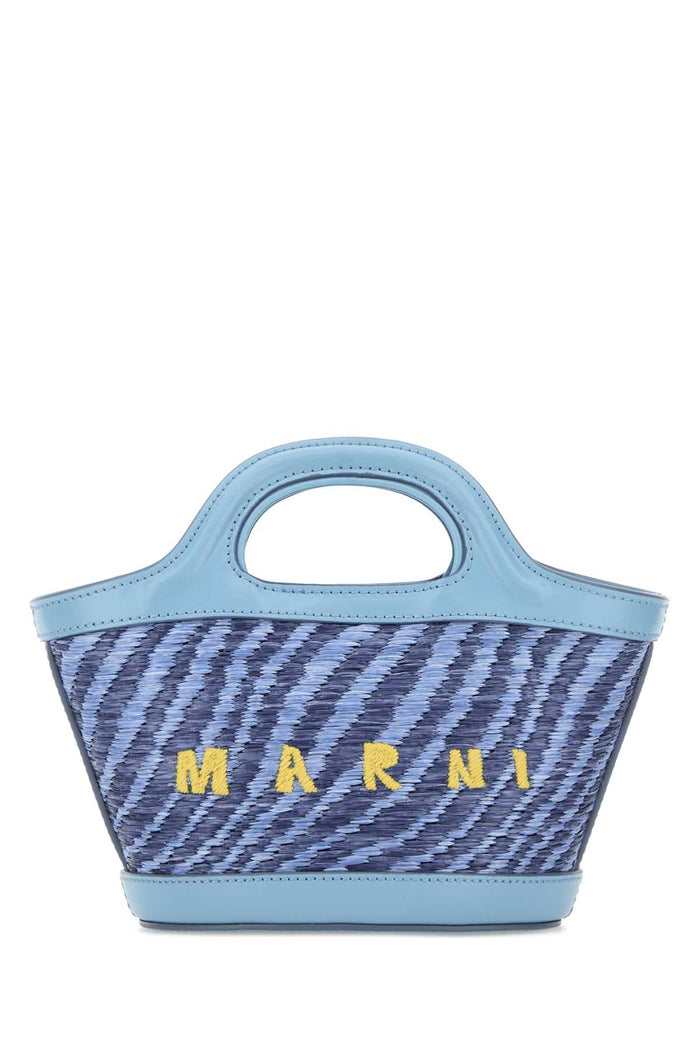 Two-Tone Rafia Mini Tropicalia Handbag Vivid Blu Borse A Mano