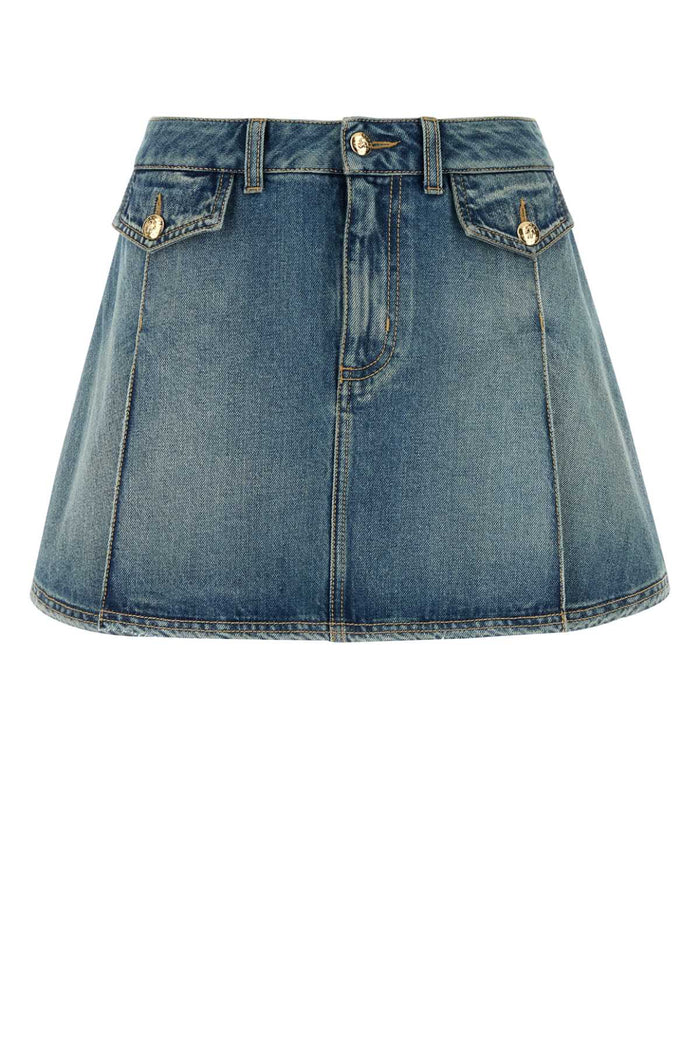Denim Mini Skirt Indigostonewashed Exterior: Cotton Gonne