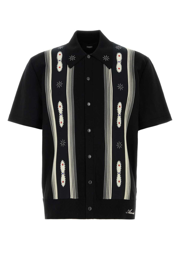 Black Wool Blend Shirt Exterior: Polyester Camicie