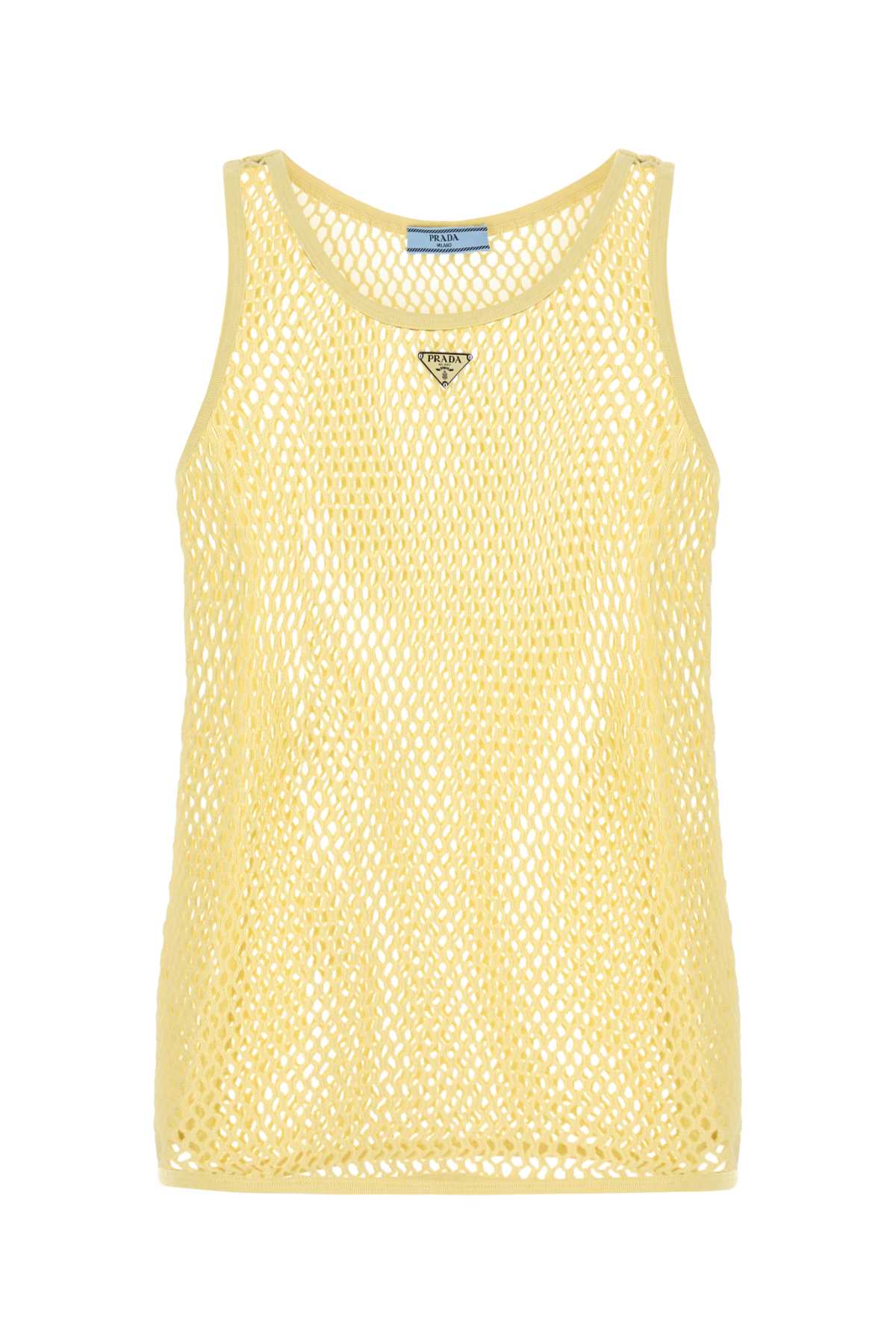 Yellow Mesh Tank Top Crema Exterior: Cotton Maglie