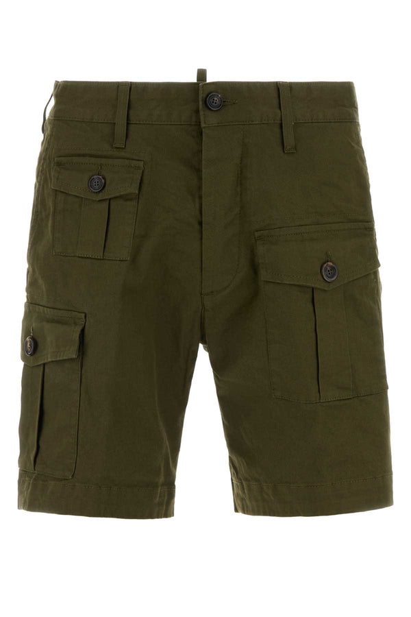 Dsquared2 Cargo 97% Cotton cargo shorts in green
