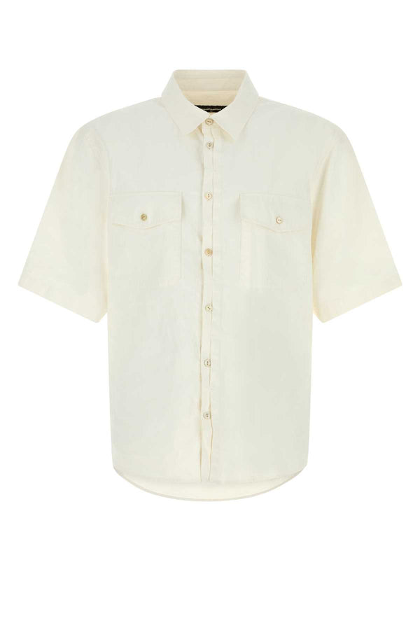 Dsquared2 Short 100% Linen shirt in white