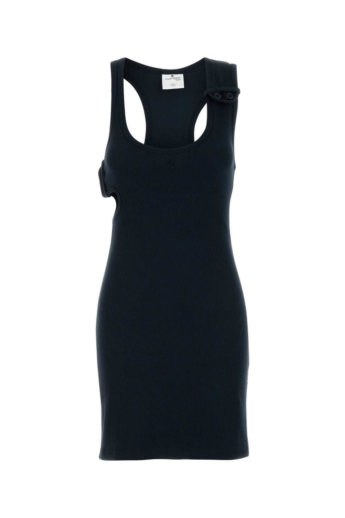 Black Cotton Mini Dress Exterior: Abiti