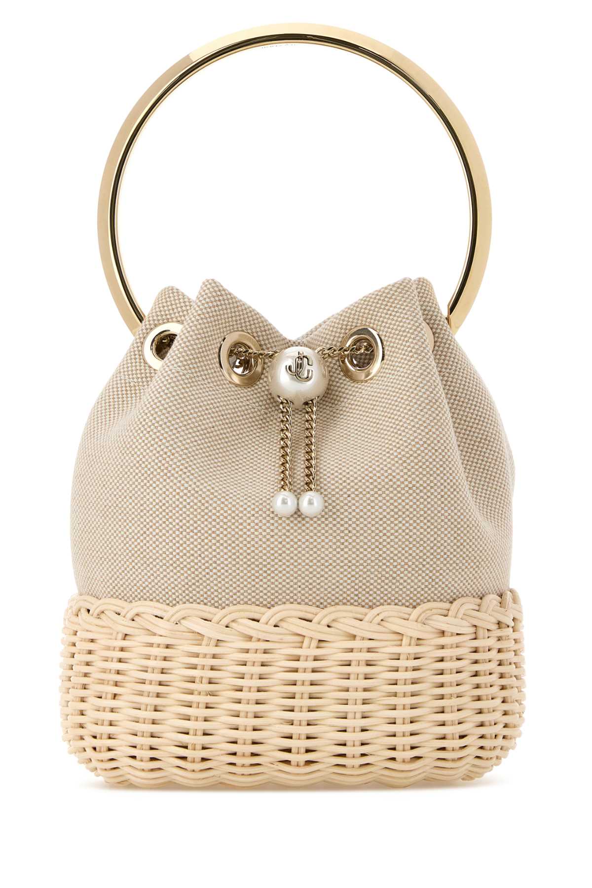 Two-Tone Canvas Bon Bucket Bag Almondmixnaturallightgold Borse A Mano