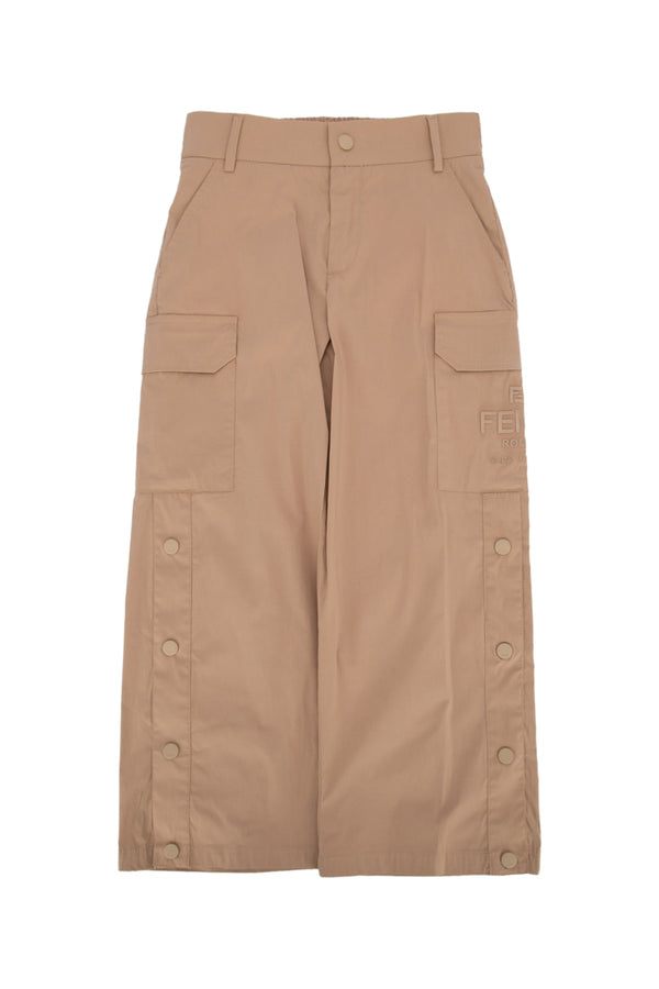 Fendi Kids 79% cotton cargo pants in beige