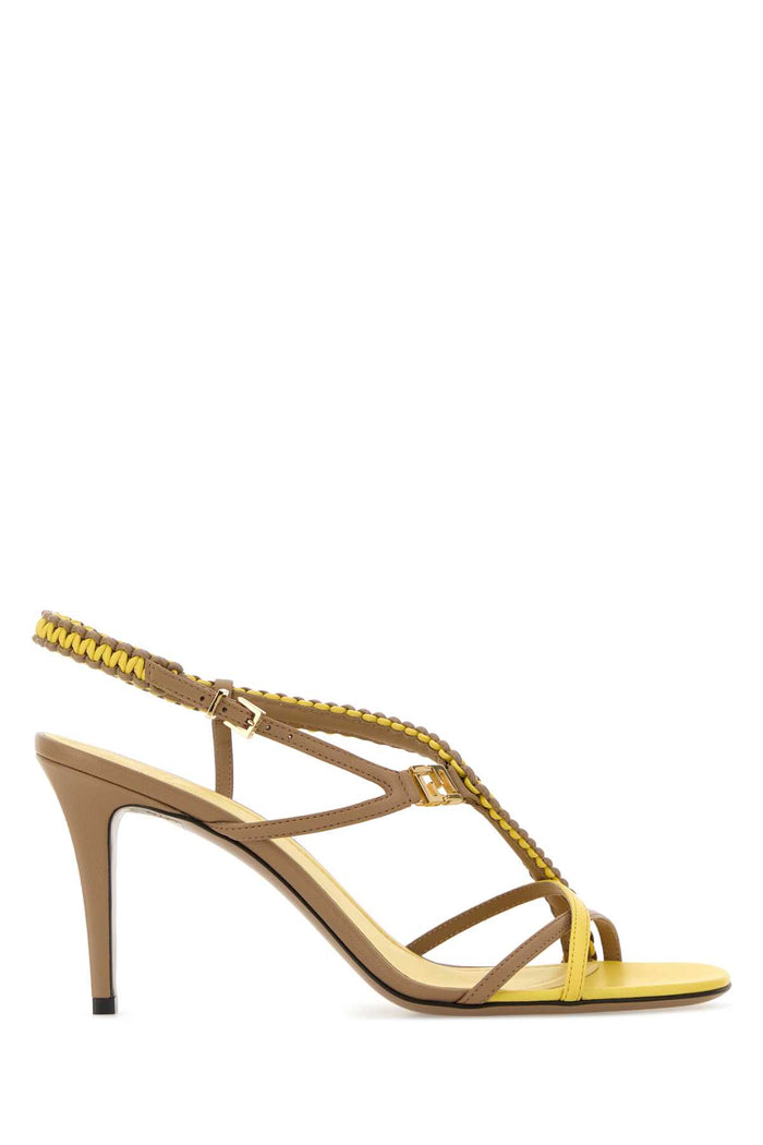 Two-Tone Leather Ffold Sandals Cammello+polline Sandali